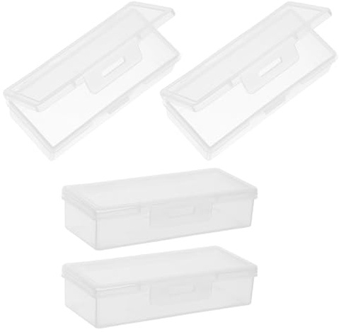 COHEALI Porta Cotton Fioc da Viaggio Trasparente Set 4 Pezzi, Dispenser Portatile per Cotton Fioc e Batuffoli, Contenitore Multifunzionale per Bagno e Ufficio