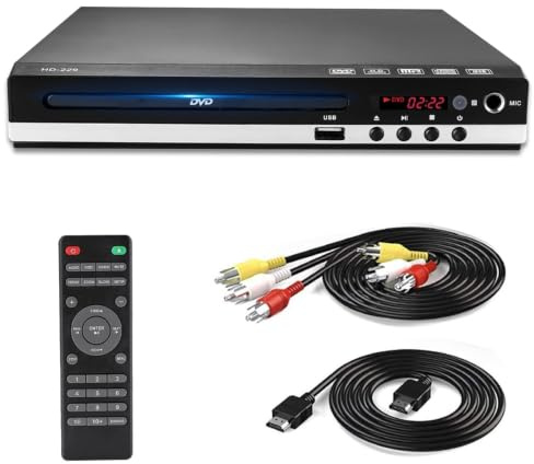 ProChosen Region Free DVD Players Multi Region DVD Player for TV | 1080P HDMI & AV, USB, Microphone Port, Remote Included