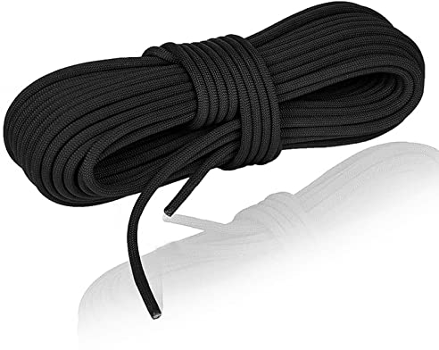 NewDoar Outdoor-Seil 18KN 10mm(3/8 in) Hochfestes Zubehörseil Doppelt geflochten Multifunktionales Seil für Camping, Wandern, Angeln, Lastentransport, Hängematten, Zelte(Schwarz 10mm,20ft)