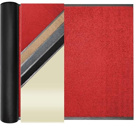 Primaflor Schmutzfangläufer Clean | 90 x 150 cm | Rot | Meterware | 100 % Polyamid, 9 mm Gesamthöhe, rutschhemmender Vinyl-Rücken, zuschneidbar für Eingang, Flur und Eingang, Fußmatte