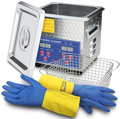 Dareflow Ultrasonic Parts Cleaner 200W Heated 2L (1.5L liquid capacity) for Small Carburetors Injectors Guns Bullets Brass and Jewelry Professional Stainless Steel Ultrasonic Bath Upgrade
