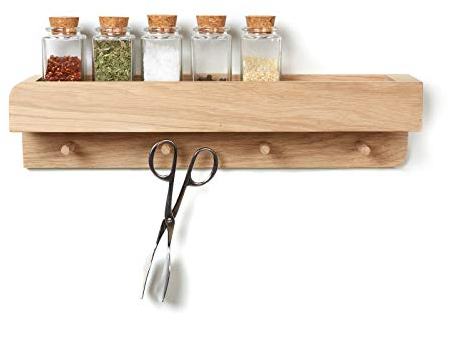 Natuhr Garderobe Holz Porter Regal Wand Flurgarderobe mit Ablage Eiche (40 cm Länge, Eiche unbehandelt)