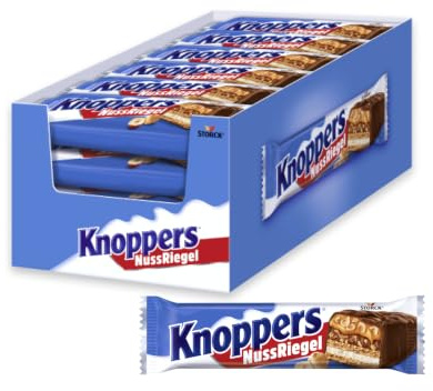 Knoppers Chocolate Hazelnut Nut Bar, 40 g (Pack of 24) | Nutty Caramel Bars for On-the-Go Snacking