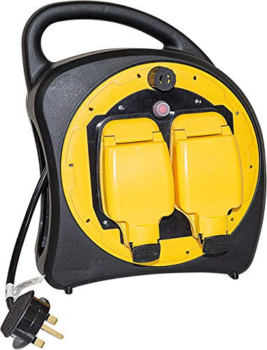 Netagon 13A 2 Gang Outdoor Waterpoof Extension Lead Electric UK Plug Socket Reel WITH 25M CABEL