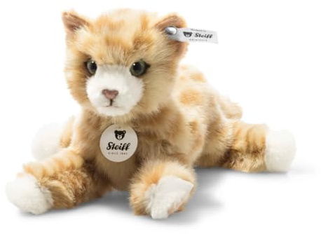Steiff Kuscheltier Mimmi Katze, Süßes Stofftier mit Kunststoffaugen, Kinder, Jungen & Mädchen, Plüschtier 24 cm, Gelb, 099229