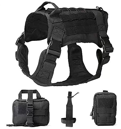 Chickw1 Hundegeschirr für Große Hunde, Brustgeschirr Anti Zug Sicherheitsgeschirr No-Pull Dog Harness Geschirr Verstellbar Hundeweste Atmungsaktiv (L,schwarz)