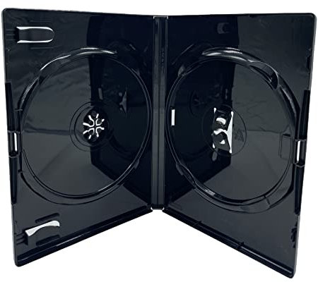 5 x Dragon Trading Amaray Branded Double Black CD DVD Blu Ray Disc Case (Face on Face) With14mm Spine And Outer Sleeve For Inlay