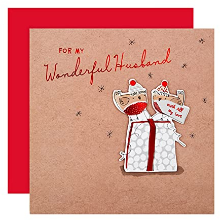 Hallmark Weihnachtskarte für Ehemann – niedliches illustriertes Vogel-Design