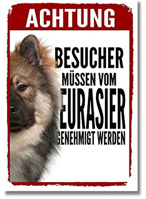 Eurasier Genehmigung Dog Schild Spruch Türschild Hundeschild Warnschild Geschenkidee Sicherheitsschild Hund Privatgrundstück Hundewarnung Warnung vor dem Hund