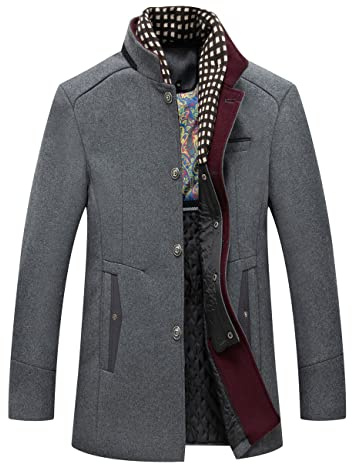 APTRO Mens Jacket Winter Coat 80% Wool Coats Warm Casual Overcoat Outwear Business Single/Double Breasted Black Trench Jacket 2101
