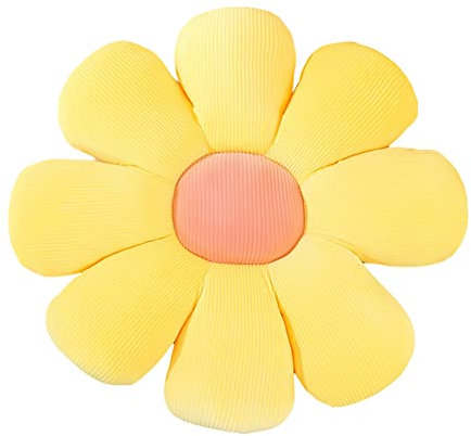 Blumenförmiges Kissen, 38cm Blumenplüschkissen Blumen Plüschkissen Blumenform Stuhlkissen Sitzkissen Bodenkissen Plüsch Kissen Sonnenblume Plüschtier für Kinderzimmer Hause Sofa Dekoration, Gelb