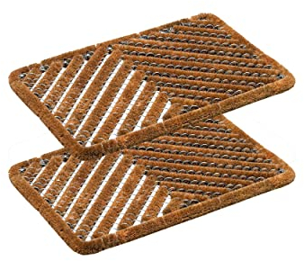 Astra Felpudo de Exterior de Coco - Antipolvo con Cepillo Resistente a la Intemperie - Set de 2 Natural 40x60 cm