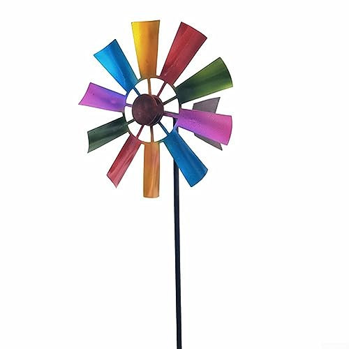 Moulin à Vent en métal, Rotation à pour 360 degrés pour extérieur, Moulin à Vent Vintage pour Patio, Jardin, terrasse (24 x 73 cm)