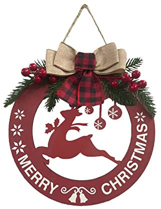 FGUUTYM Weihnachts-Holztür zum Aufhängen. Fashionhanging Hanging Garland Door Decor Ring 30 cm Durchmesser (Colours, One Size)