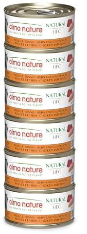 Almo Nature HFC Natural - Nourriture Humide pour Chats - Poulet et Thon - 70g, Lot de 6