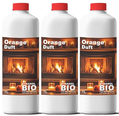 3l Bioethanol Premium 100% für Bio Alkohol für Kamin ORANGENDUFT 3X1 Liter