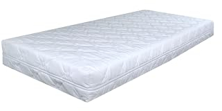 BDW Colchón de Espuma - H2 de firmeza Media - para bebé, niños, Cama Individual - con Funda desenfundable y Lavable con Cierre rápido -Antialérgico - Doble Cara - Elástico - Blanco - 190x90x8cm