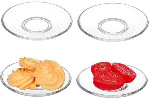 MAGICLULU 4pezzi Piattini da caffè Rotondi in Vetro per Hotel Casa e Servizio tè e Snack
