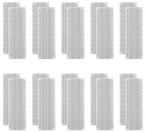 ZUQIAN 20 Pack Breadboard 830 Point Solderless Prototype PCB Board Kit, Breadboards Protoboard MB-102 for Proto Shield Distribution Connecting Blocks, Arduino DIY Electronics Kit