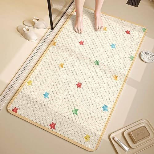 Badezimmerteppich Farbige Sterne Badematte rutschfest Flauschig,Badteppich Waschbar,Teppich Badezimmer, Weiche Mikrofaser Bad Teppich,Badezimmer Teppiche