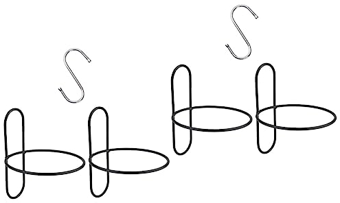 pflanzenständerSets Metallaufhänger Metallzaun Wand Blumentopf Eisenhaken Blumentopf Ringhalter Balkon Lamm Metallregale Wandbehang Topfstütze Pflanzenständer Wandmontage (Schwarz x 2 Stück)
