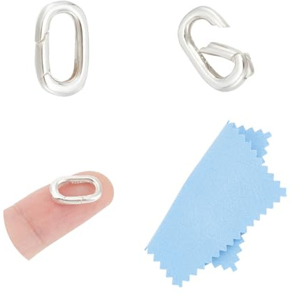 UNICRAFTALE 2 Piezas Anillos Resorte Plata 925 Chapados Ovales Cierre Puerta Candados Metal Llaveros Mosquetones 13.5mm Collar Potenciador con Paño