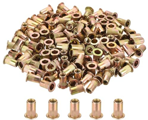 sourcing map 150 dadi per rivetti a testa piatta, M5-0,8 in acciaio al carbonio filettati, corpo zigrinato