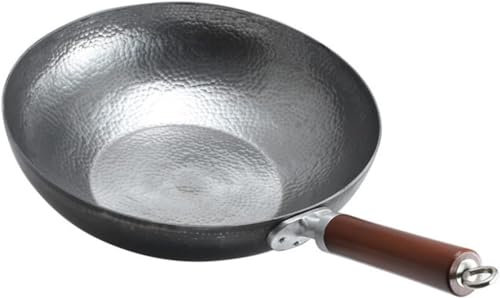 BGFYUSF Pentola per zuppa Wok forgiato a Mano Wok a induzione Disponibile Durevole Wok per calderone Non Rivestito Antiaderente，34cm