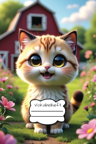 Vokabelheft süße Katze, 2 Spalten, 100 Seiten, A5 Format