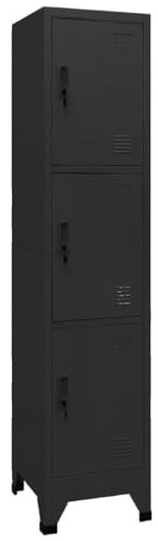 Generisch Schließfachschrank Schwarz 38x45x180 cm Stahl,jiangboyue-339782