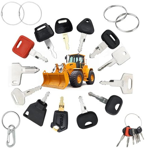 Set di 18 chiavi di accensione per macchine da costruzione, trattore, chiave di accensione, chiavi per escavatore, interruttore di avviamento universale, per bulldozer, macchine da costruzione