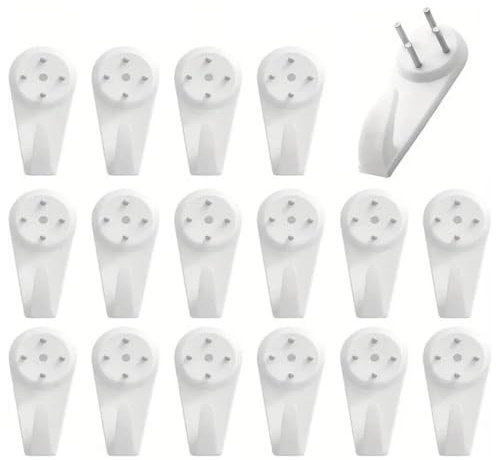 YEDJFFIYO Lot de 20 crochets pour mur dur, kit de suspension sans trace pour fixation de cadre photo, crochet de suspension pour murs en plaques de plâtre, cloison sèche, mur en béton