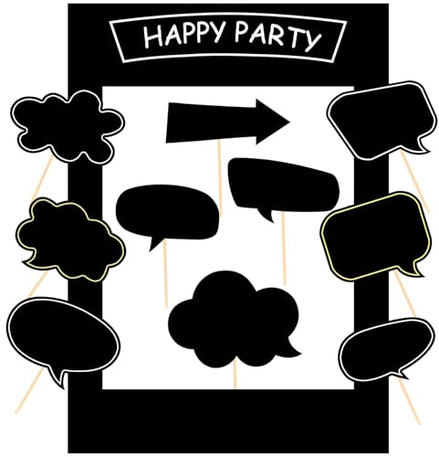 18pcs Blank Photo Booth Props Black Chalkboard Photo Booth Props Frame with Bubble DIY Photo Props for Birthday Wedding Party Supplies(Black)