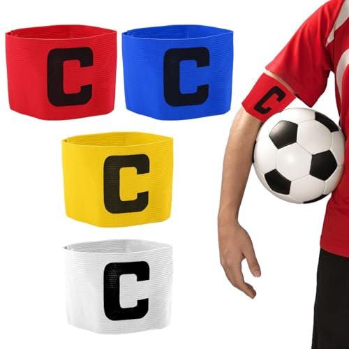 4 Stück Kapitänsbinde kinder,Kapitänsbinde kinder fussbal Armbinde Erwachsene Verstellbare Captain Multicolor Elastic Kapitäns Armband Spielführerbinde für Junior Herren Mädchen Viele Sportarten
