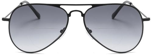 ABETOS Pilot Lesebrille Herren Damen Bifokale Pilotenbrille Lesehilfe mit Sonnenschutz Retro Metall Getönte Bifokal Sonnenbrille Lesebrillen