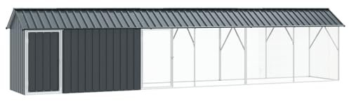 vidaXL Vogelkäfig Anthrazit 630 x 103 x 142 cm Verzinkter Stahl, Garten und Terrasse, Moderne Vogelvoliere, wetterfestes Zuhause, geräumiger Raum für Tiere