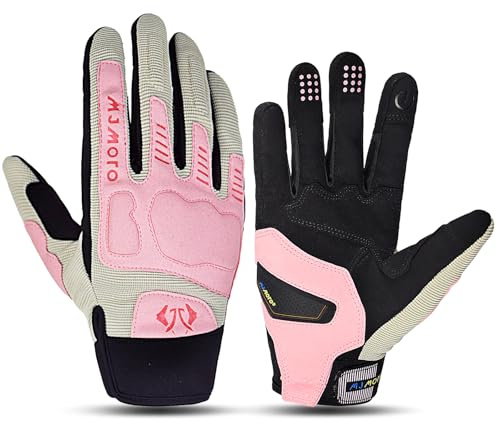 mjmoto Motorrad-Handschuhe für Damen, Touchscreen-fähig, Rosa, Atmungsaktiv, für MX ATV MTB Radsport (Rosa, L)