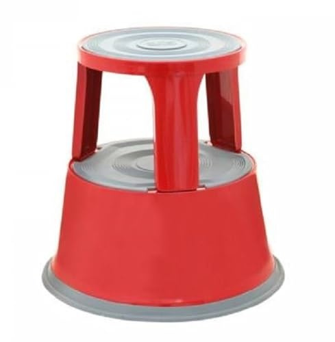 Supastep RLS Tritthocker aus Metall mit einziehbarer Lenkrolle, Rot