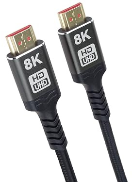 PremiumCord Cable HDMI 2.1 8K Ultra High Speed ​​M/M 48Gbps con Ethernet, Resolución de Vídeo 8K@60Hz, Deep Color, 3D, EDID, ARC, HDR, 3x Blindado, Trenza de Cable Textil, Chapado en Oro, 9 m
