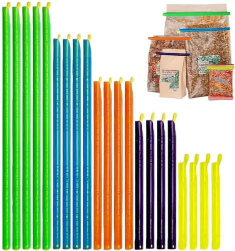 21-Sticks Bag Sealer Stick, 5 Diffrent Sizes, Chip Clips, Stay Fresh Bag Sealer Sticks, Keeps Food Bags Airtight Watertight & Food Fresh Longer