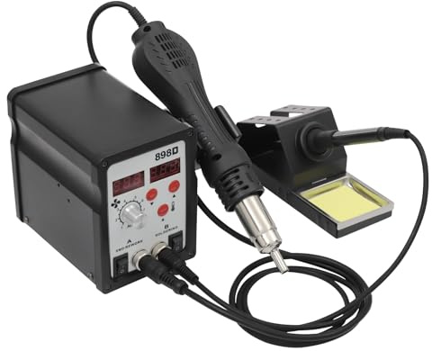 Station de soudage 750 W Pistolet à air chaud Station de dessoudage 2 en 1 Fer à souder et air chaud sur LED précis Sélection de la température LED pour réparation électronique et modélisme Compact