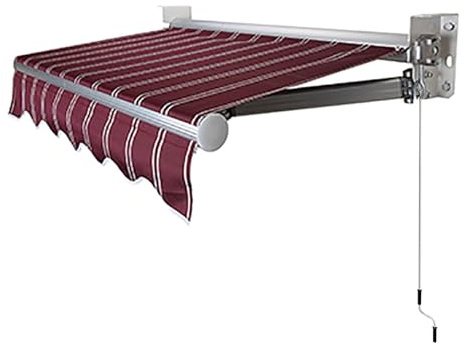 Ausziehbare manuelle Markise mit Kurbel, Teleskop-Sonnenschutz, Aluminiumrahmen für Terrasse, Garten, Hinterhof und Balkon, Terrassenüberdachung