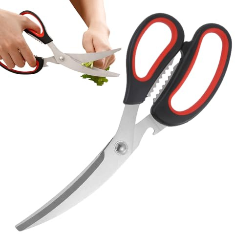 Forbici da cucina robuste – versatile strumento per la casa, con manico antiscivolo, lavabile in lavastoviglie in acciaio inox come forbici per pollame, per la casa, il pollo, il tacchino, il pesce e