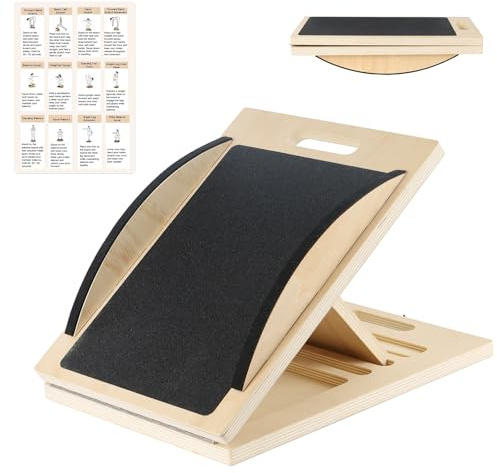 2-in-1 Balance Board & Slant Board, Calf Stretcher with Paper Manual | Adjustable Stretch Board with 5 Position, Squat Training & Ankle Strengthening, Wobble Boards, Home, Gym Use