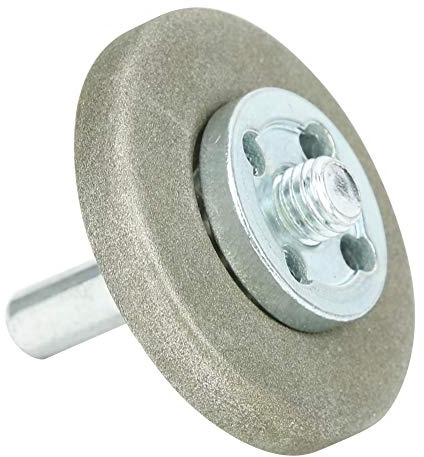 OEBUAFI Meule en Acier Inoxydable 5,6 Cm, Pierre à Aiguiser Multi-grains pour Couteaux, Ciseaux, Perceuses, Affûteur D'outils Domestiques avec Arbre et clé Inclus (360 mailles)