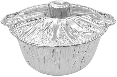 TOYANDONA Sartén para Asar de Papel de Aluminio 5300 Ml Tapa, Bandeja Desechable Resistente a Altas Temperaturas para Barbacoa y Picnic al Aire Libre, Apta para Horno y Refrigerador