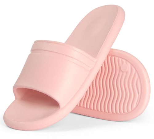 Aomig halkfria badtofflor, badskor tofflor män kvinnor, Ränder rosa, 39/40 EU
