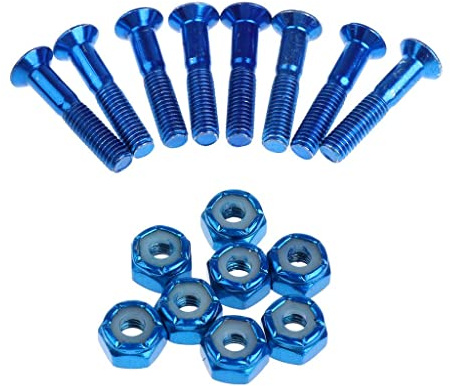 QLoztyse Set di 8 Bulloni di Ricambio per Camion da Skateboard, Viti per Longboard, Blu, 1 Pollice