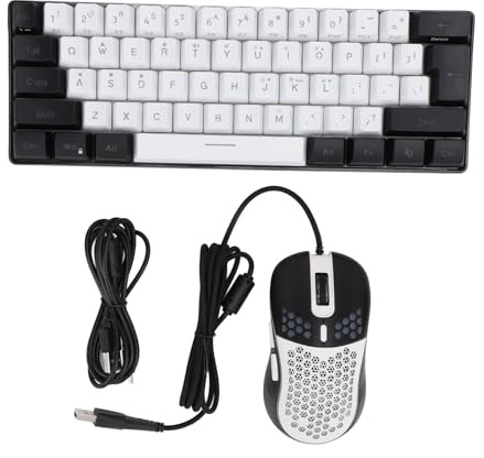 Mingzhe Tastiera da Gioco Illuminata RGB con Mouse per Tablet Portatile (Cornice nera centrale bianca)
