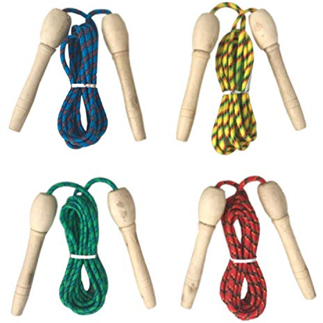 2,5m Bunte Springseil für Kinder, Sprungseil, Hüpfseil, Seilspringen, Speedrope, Rope mit Holzgriff